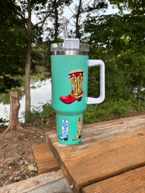 Cowboy Boot 40oz Tumbler - Mint CUP126GR