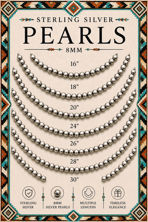 8MM Silver Pearls