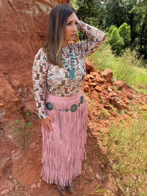 Layered Fringe Skirt OLS4794