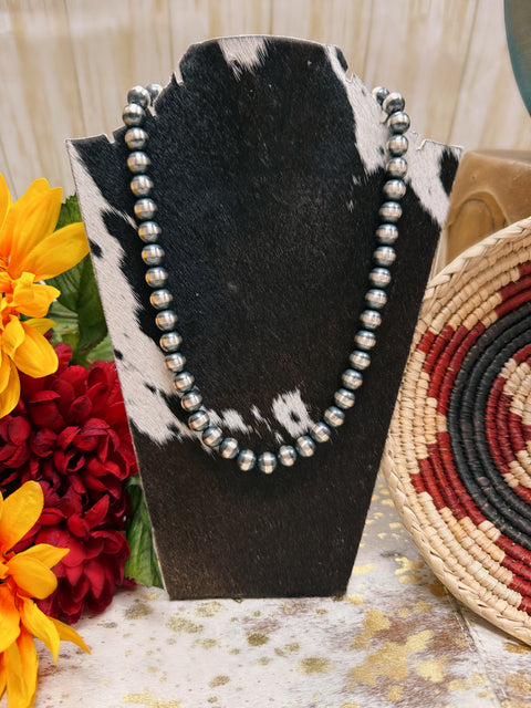 18" 10MM Silver Pearl Necklace