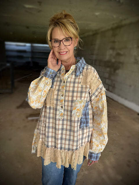 Washed Ruffle Hem Plaid #152