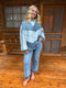 Washed Denim Patch Hoodie #152