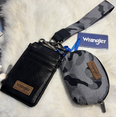 Wrangler Camo Print Dual Pouch Wristlet - Black WG286-W0051BK