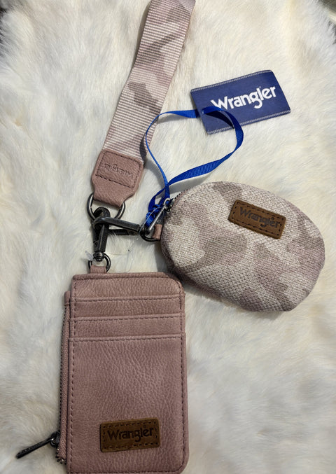 Wrangler Camo Print Dual Pouch Wristlet  - Pink WG286-W0051PK
