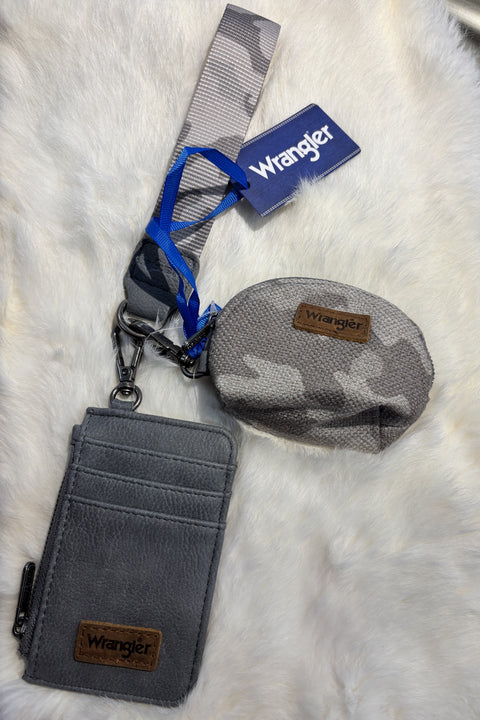 Wrangler Camo Print Dual Pouch Wristlet - Grey WG286-W0051GY