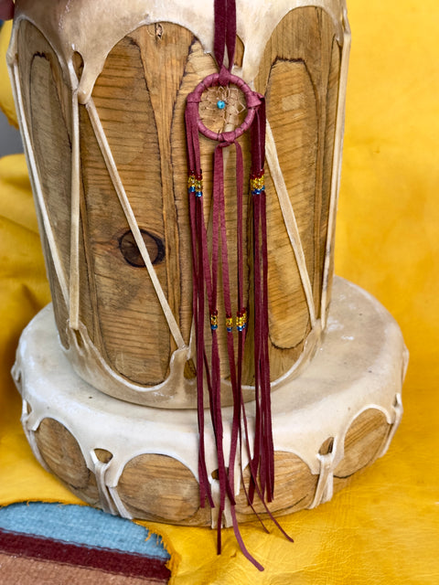 1" Handmade Dreamcatcher - Burgundy