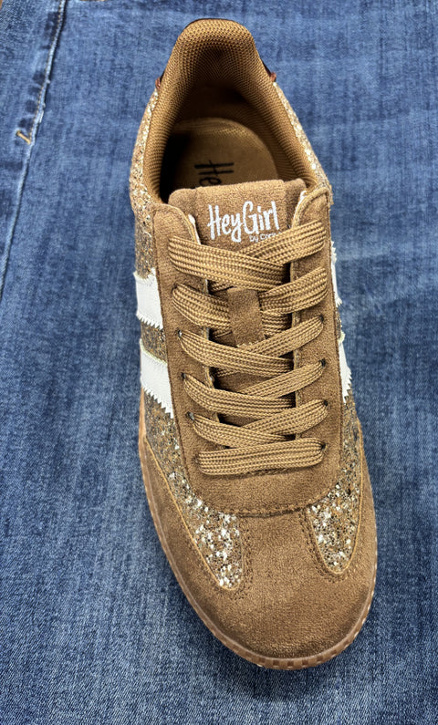 Corkys Heads Up Chestnut Glitter Sneaker