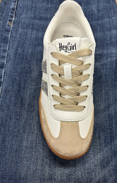 Corkys Heads Up Silver Glitter Sneaker
