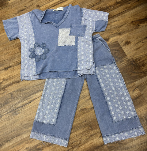 Patchwork/Eyelet Pants #473