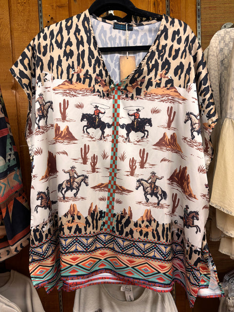 T1373 Western Print Kimono #49