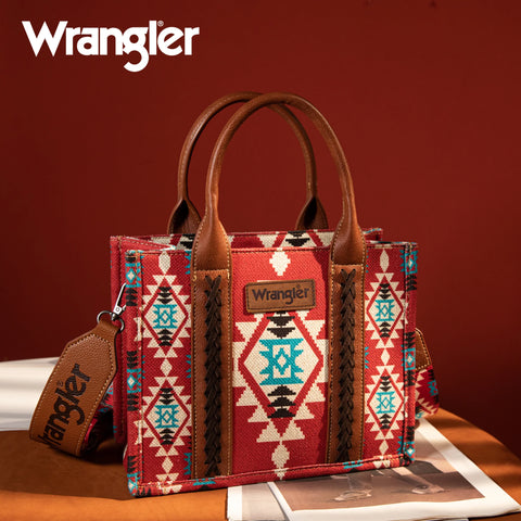 Wrangler Burgundy Allover Aztec Crossbody Tote WG2203-8120SBDY