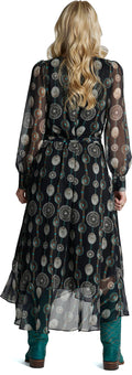 Black/Turquoise Concho Wrap Maxi Dress