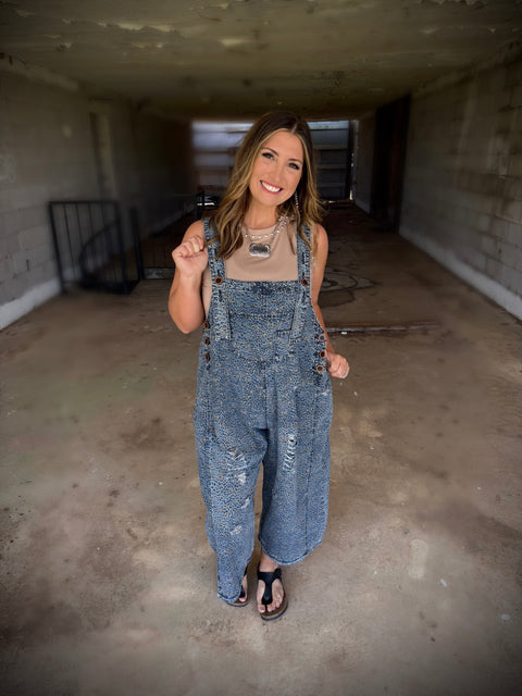 Animal Print Denim Overall #90