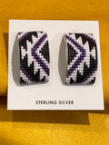 Handmade Purple/Black Aztec Beaded Earrings