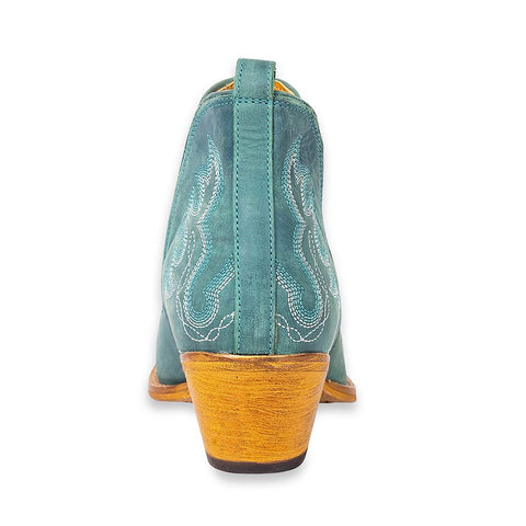 Maisie Stitched Leather Boots/Turquoise