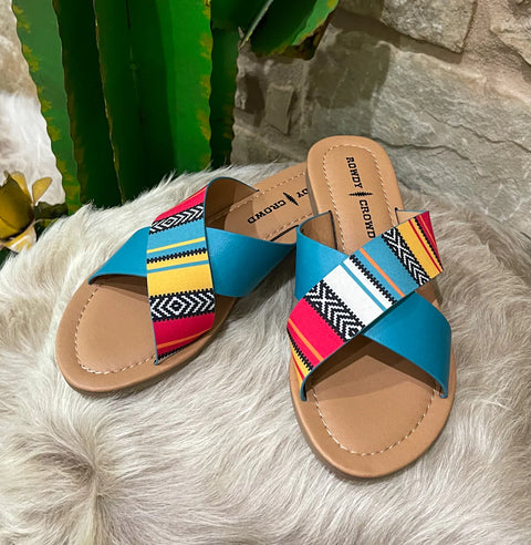 Rowdy Crowd Shiner Serape Sandals #21