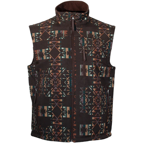 Hooey Men's Softshell Vest - Brn/Blue