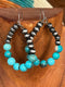 Imit. Big TQ & Navajo Beads Hoop Earrings