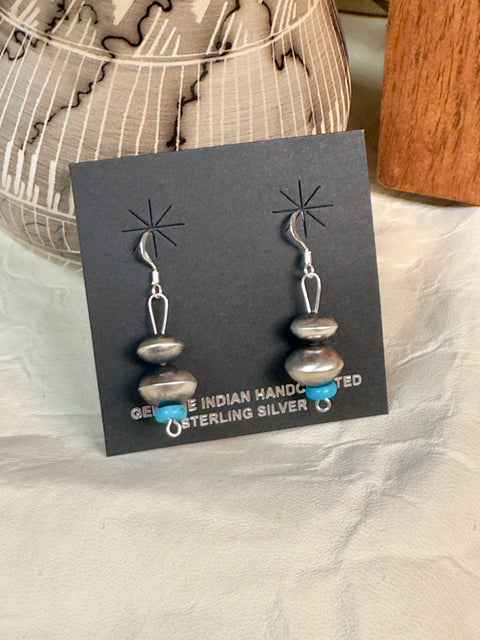 NAVAJO PEARL AND TURQUOISE NECKLACE 2PC SET