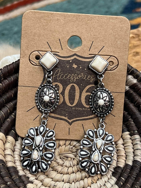 Imit. Concho & Stones Dangle E/R