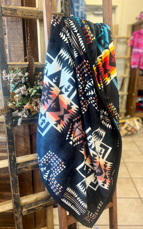 FULL PLUSH REVERSIBLE  2Ply AZTEC BLANKET