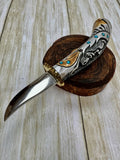 Hand Carved knife w/ Antler Handle and Stand