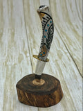 Hand Carved knife w/ Antler Handle and Stand